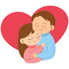 Love Couple Character Hug on Valentine