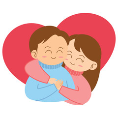 Love Couple Character Hug on Valentine