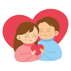 Love Couple Character Hug on Valentine