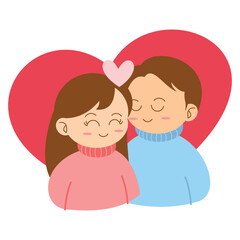 Love Couple Character Hug on Valentine