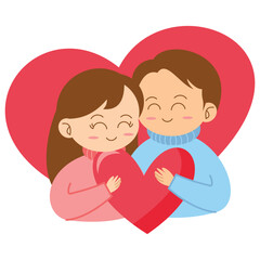 Love Couple Character Hug on Valentine