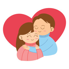 Love Couple Character Hug on Valentine