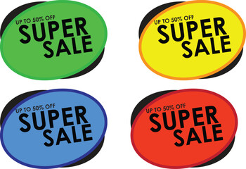 upto 50% off super sale tag set vector art