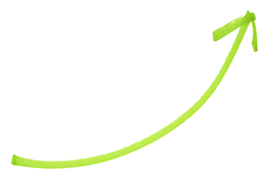 Green arrows isolated on transparent background