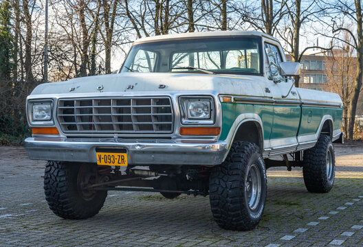 Schoonhoven, The Netherlands, 28.01.2024, Classic pick up truck Ford F100 ranger from 1979