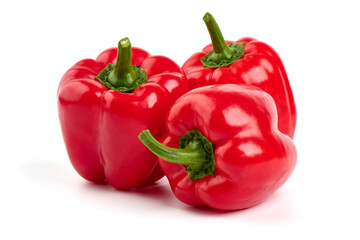 Red ripe bell pepper, isolated on white background.