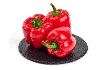 Red ripe bell pepper, isolated on white background.