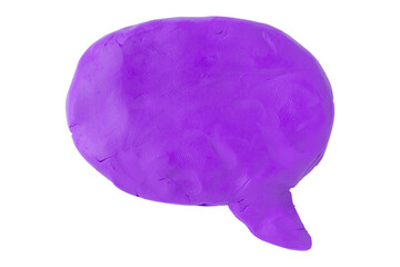Purple speech bubble plasticine isolated on transparent background