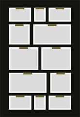 Pictures or photos frame collage. comics page grid layout abstract photo frames and digital photo wall template