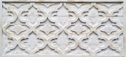 The intricate design of a wall featuring a geometric pattern assembled from multiple interconnected parts.