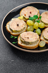 foie gras sandwich fresh delicious fresh goose or duck liver eating cooking appetizer meal food...