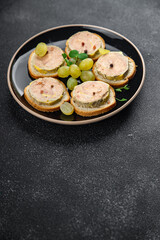 foie gras sandwich fresh delicious fresh goose or duck liver eating cooking appetizer meal food snack on the table