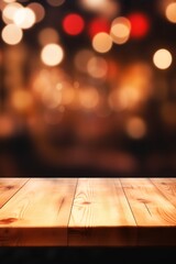 wooden table in front of blurred background 