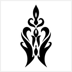 Vintage element isolated. Damask lotus. Engraving stencil Fleur de lis Vector stock illustration. EPS 10 © Iryna