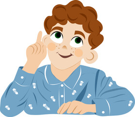 child close-up  thinks solves problem vector