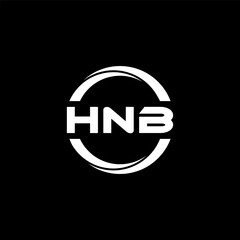 HNB letter logo design with black background in illustrator, cube logo, vector logo, modern alphabet font overlap style. calligraphy designs for logo, Poster, Invitation, etc.