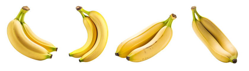 banana isolated on a transparent PNG background, white background , Generative Ai
