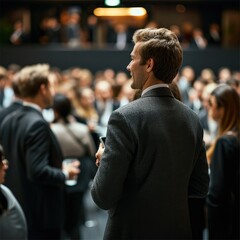 A person at a business event who has every person wanting to speak with them like they are the most...