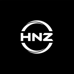 HNZ letter logo design with black background in illustrator, cube logo, vector logo, modern alphabet font overlap style. calligraphy designs for logo, Poster, Invitation, etc.