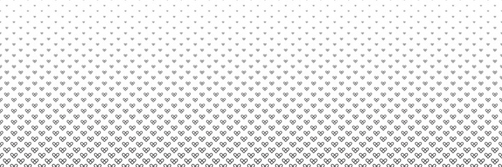 Blended black heart line on white for pattern and background, halftone effect.