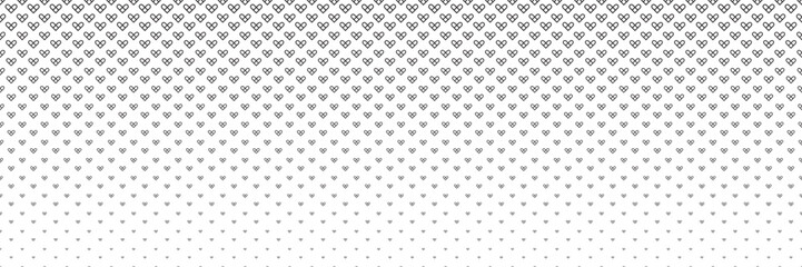 Blended black heart line on white for pattern and background, halftone effect. - obrazy, fototapety, plakaty