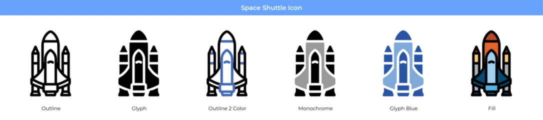 Velours gordijnen Ruimteschip Space Shuttle Icon
