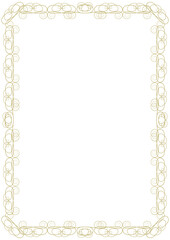 Vintage gold frame with original ornament. Elegant vignettes around the entire perimeter of the sheet. Format - A4. Cover, background. Vector illustration
