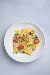 Delicious ravioli in the restaurant. Close up