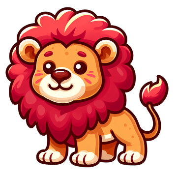 Sticker with the image of a cartoon fun lion