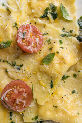 Delicious ravioli in the restaurant. Close up