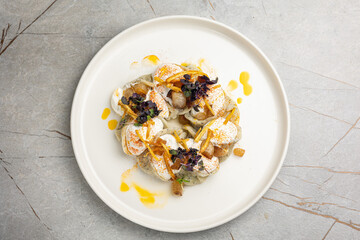 Delicious ravioli in the restaurant. Close up