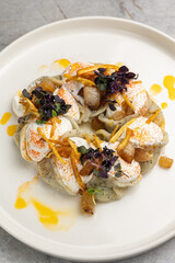 Delicious ravioli in the restaurant. Close up