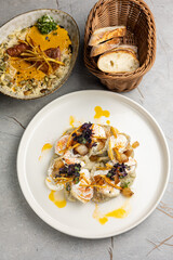 Delicious ravioli in the restaurant. Close up