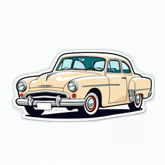 Fototapeta premium Vintage Yellow Classic Car Illustration - Retro Automobile Model with a Nostalgic Charm, Perfect for Automotive Designs, Travel Themes, and Toy Enthusiast