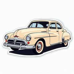 Vintage Yellow Classic Car Illustration - Retro Automobile Model with a Nostalgic Charm, Perfect for Automotive Designs, Travel Themes, and Toy Enthusiast