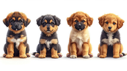 Fototapeta premium A group of puppies sitting next to each other