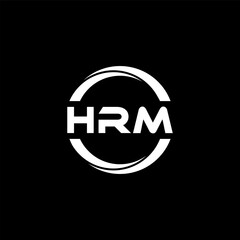 HRM letter logo design with black background in illustrator, cube logo, vector logo, modern alphabet font overlap style. calligraphy designs for logo, Poster, Invitation, etc. - obrazy, fototapety, plakaty