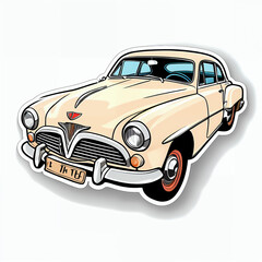 Obraz premium Vintage Yellow Classic Car Illustration - Retro Automobile Model with a Nostalgic Charm, Perfect for Automotive Designs, Travel Themes, and Toy Enthusiast