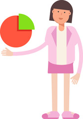 Office Woman Character Holding Pie Chart
