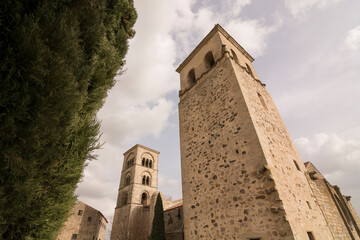 Fototapeta na wymiar Towers of church of Santa Maria la Mayor. Trujillo. Extremadura