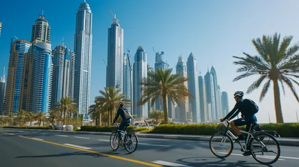 Fotobehang People on cycling in Dubai © Harmony