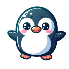 Sticker with the image of a fun cartoon penguin