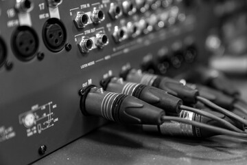 Mixer control. Music engineer. Backstage controls on an audio mixer, Sound mixer. Professional...