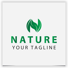 Abstract letter n leaf logo icon design with foliage graphic symbol for nature brand logo identity