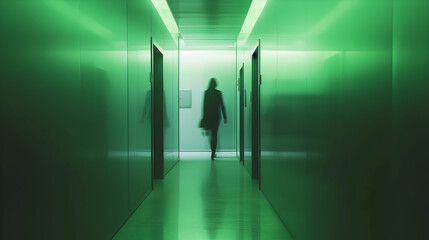 Fototapeta na wymiar silhouette of a person in a corridor