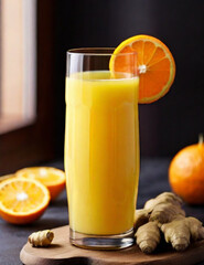 Immunity booster drink. homemade ginger and orange juice. Generative AI.