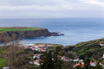 São Miguel island in the Azores with the beautiful landscapes and green filds