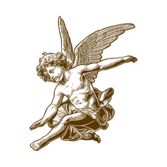 cupid angel with old engraving style