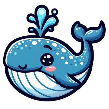 Sticker with the image of a cartoon whale
