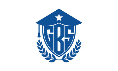GBS three letter iconic academic logo design vector template. monogram, abstract, school, college, university, graduation cap symbol logo, shield, model, institute, educational, coaching canter, tech